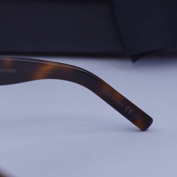 Saint Laurent SL408 001 Geometric Sunglasses - Havana/Gold/Brown - Picture 10 of 10